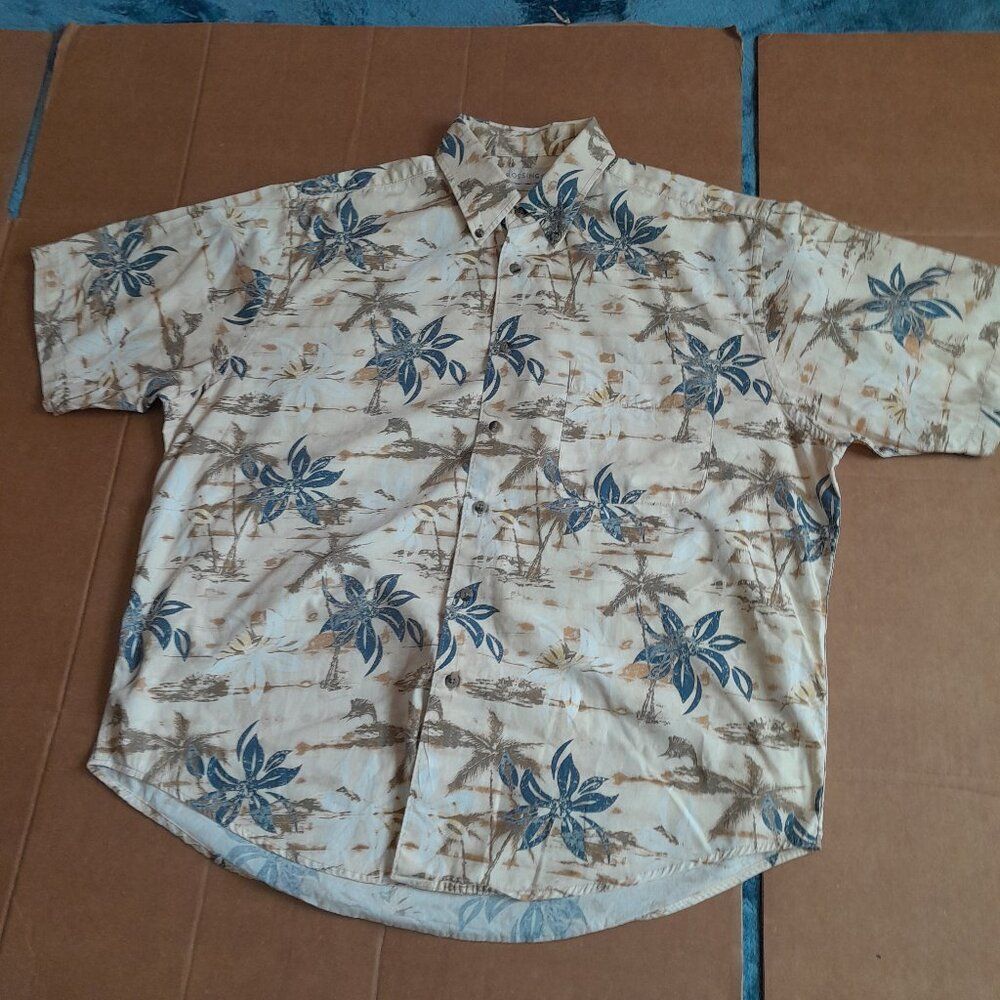 Crossings Men’s Polo Floral Shirt Multi-Color 100% Cotton Size Large